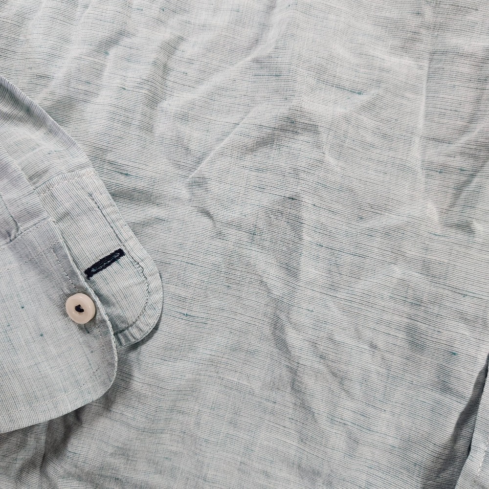 UNTUCKit Shirt Mens XL Green Long Sleeve Linen Blend Button Up Wrinkle Casual - Picture 8 of 8